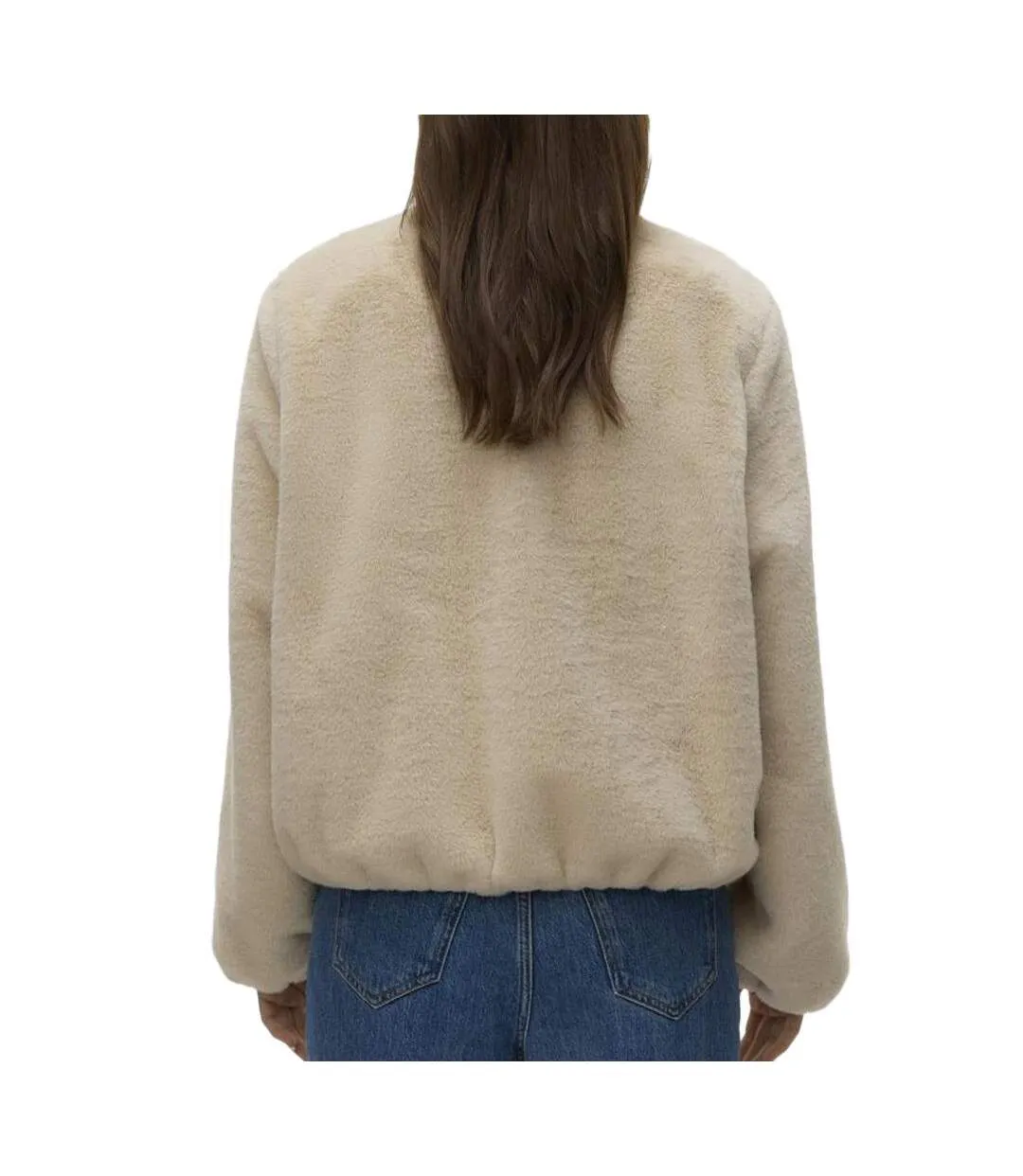Veste fausse fourrure beige femme vero moda jaliga-2