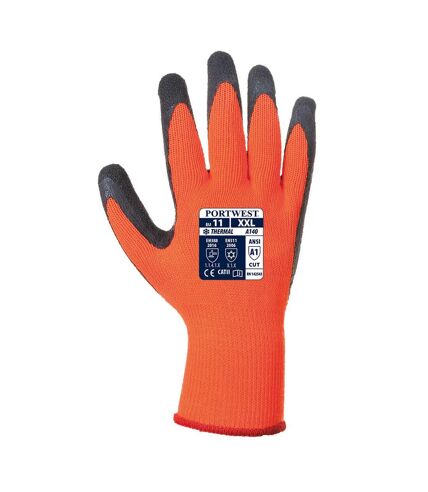 Unisex adult a140 thermal latex grip gloves m orange/black Portwest