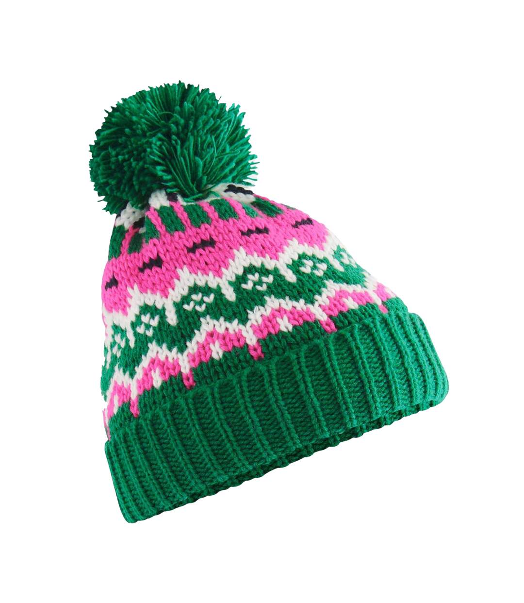 Bonnet Ski Motif/style Rétro Adulte Vert Beechfield-1