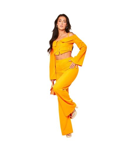 Womens/ladies Fitted And Flared Trousers Orange Missy Empire