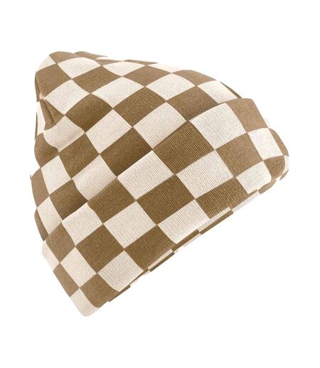 Bonnet Motif/style Damier Adulte Marron Clair Amande Beechfield