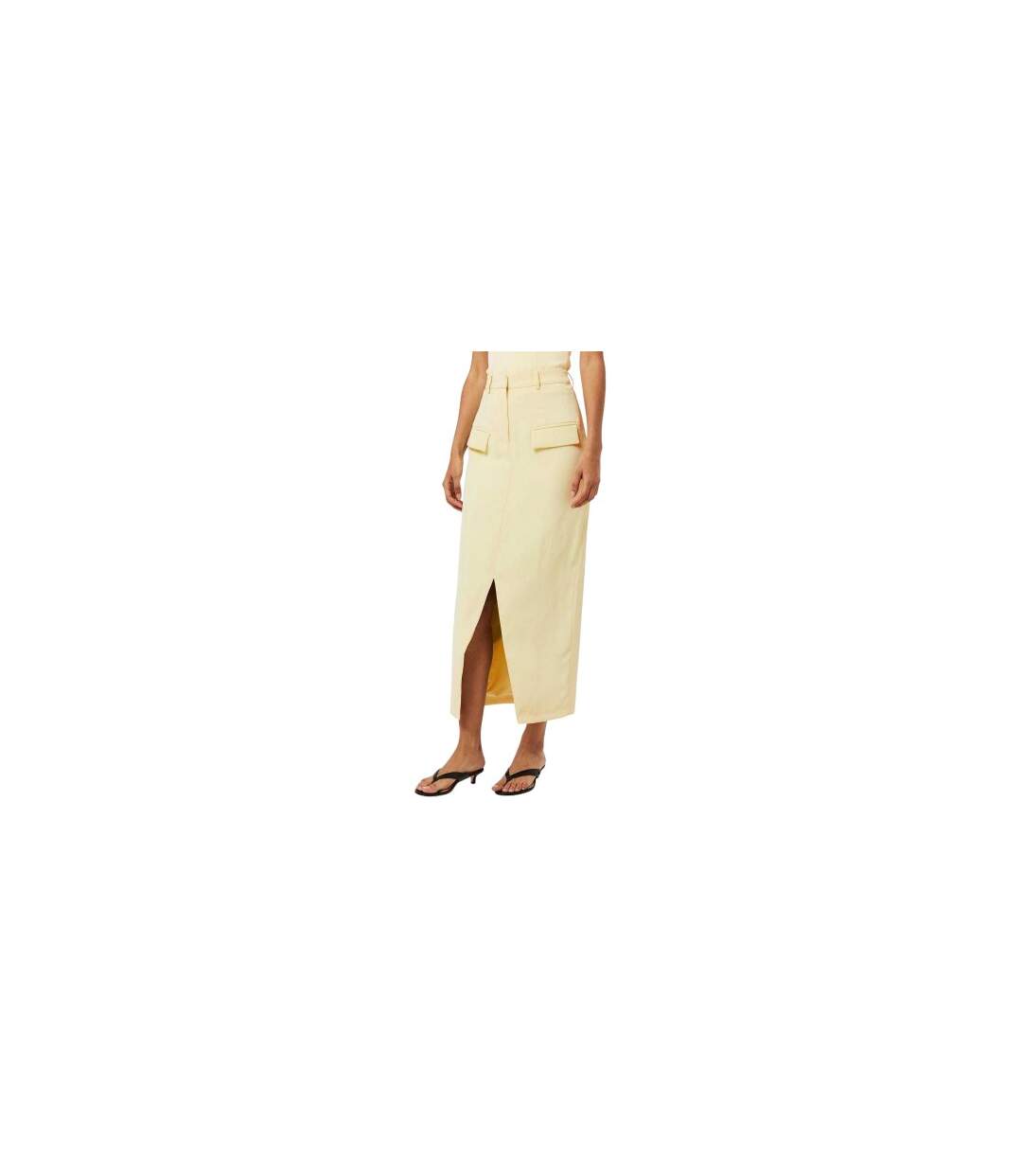Womens/ladies The Ultimate  Fitted Midi Skirt Lime Cream Muse-1
