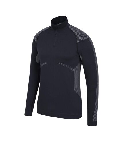 Mens freestyle seamless zip neck base layer top black Mountain Warehouse