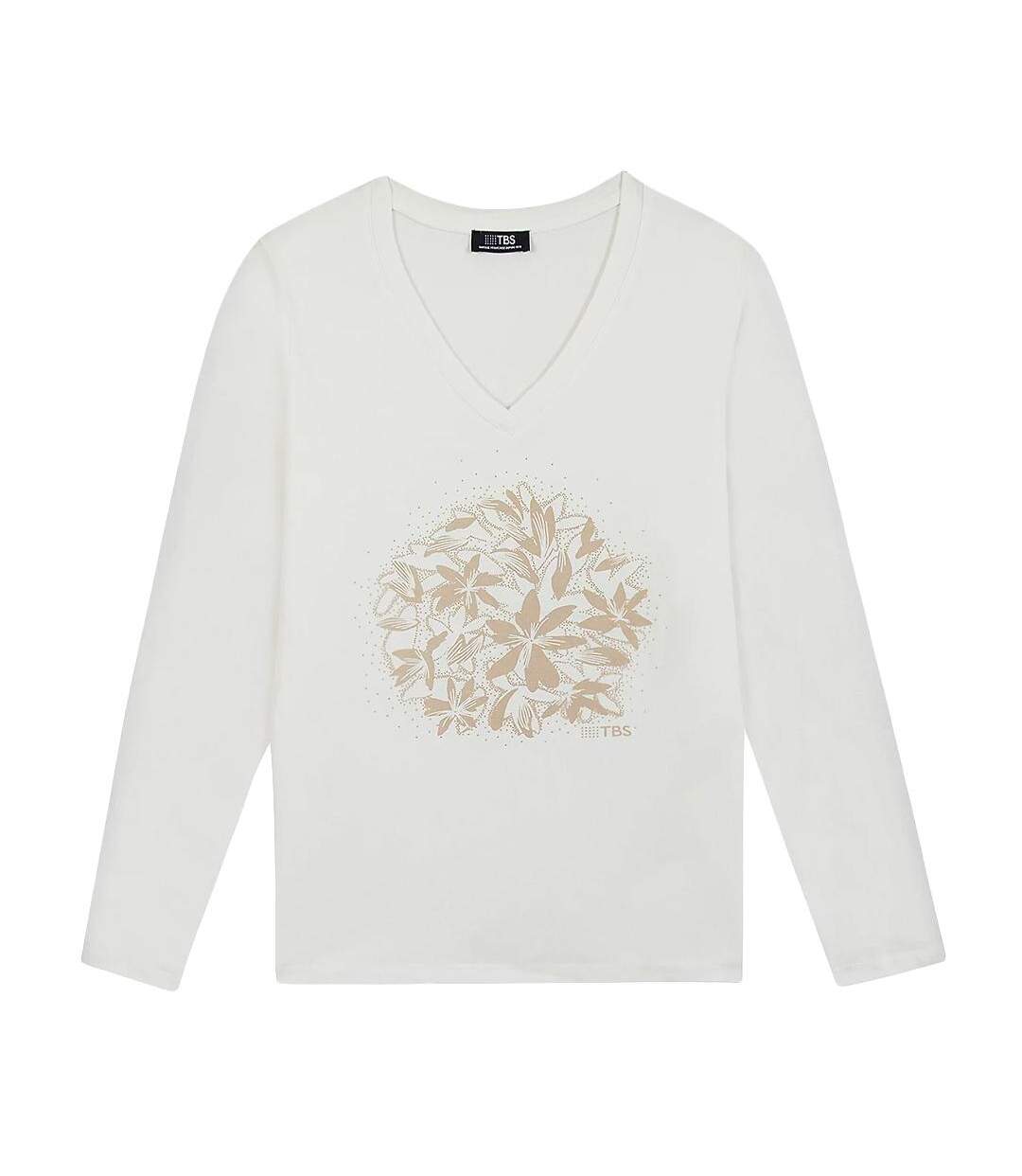 T-Shirt manches longues blanc femme tbs lugdotee-1