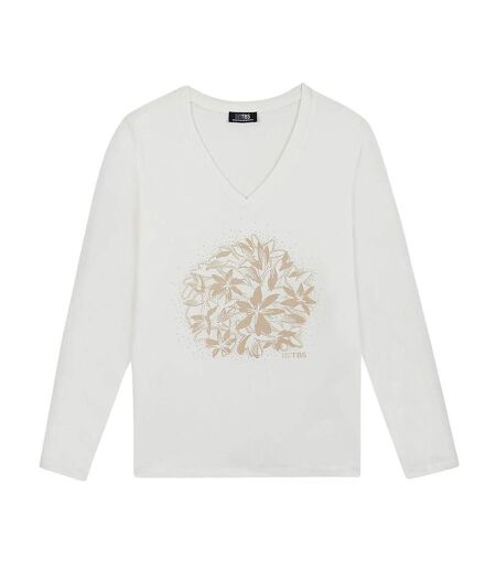 T-Shirt manches longues blanc femme tbs lugdotee