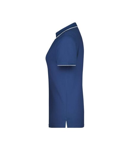Polo Motif/style À Rayures Femme Bleu Marine Blanc James And Nicholson