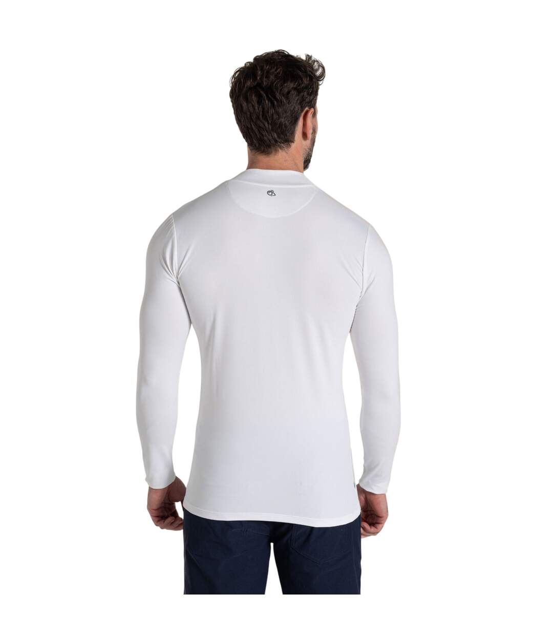 Mens Mock Neck Long-sleeved Golf Top White Craghoppers-3