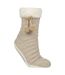 1 Pair Ladies Chenille Slipper Socks with Moccasin Sole - Soft Cosy Comfort-1