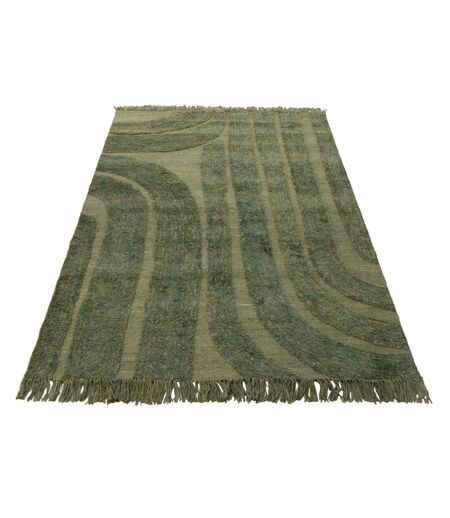 Tapis Déco en Laine Lignes Arrondies 200x300cm Kaki
