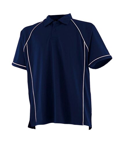 Finden & Hales Mens Piped Performance Polo Shirt (Navy/White)