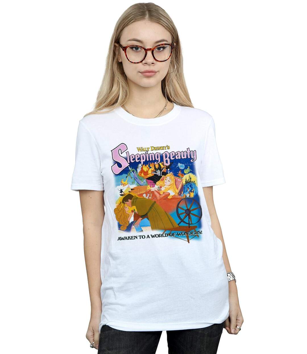Disney - T-shirt SLEEPING BEAUTY COLLAGE POSTER - Femme (Blanc) - UTBI18137-2