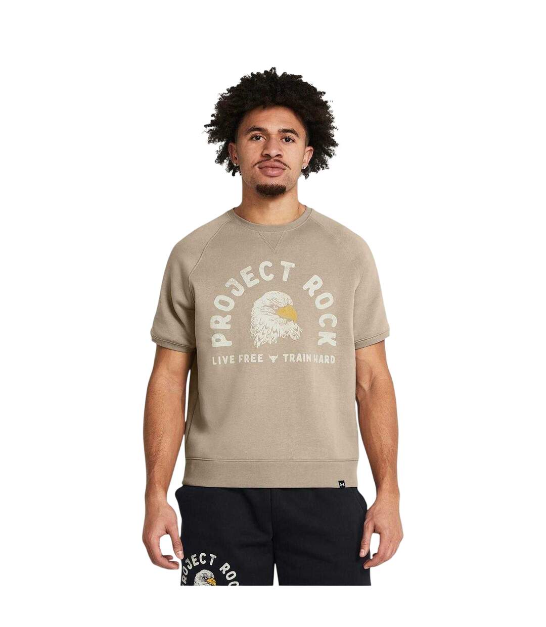 Mens Project Rock Eagle Regular T-shirt Brown Under Armour-1