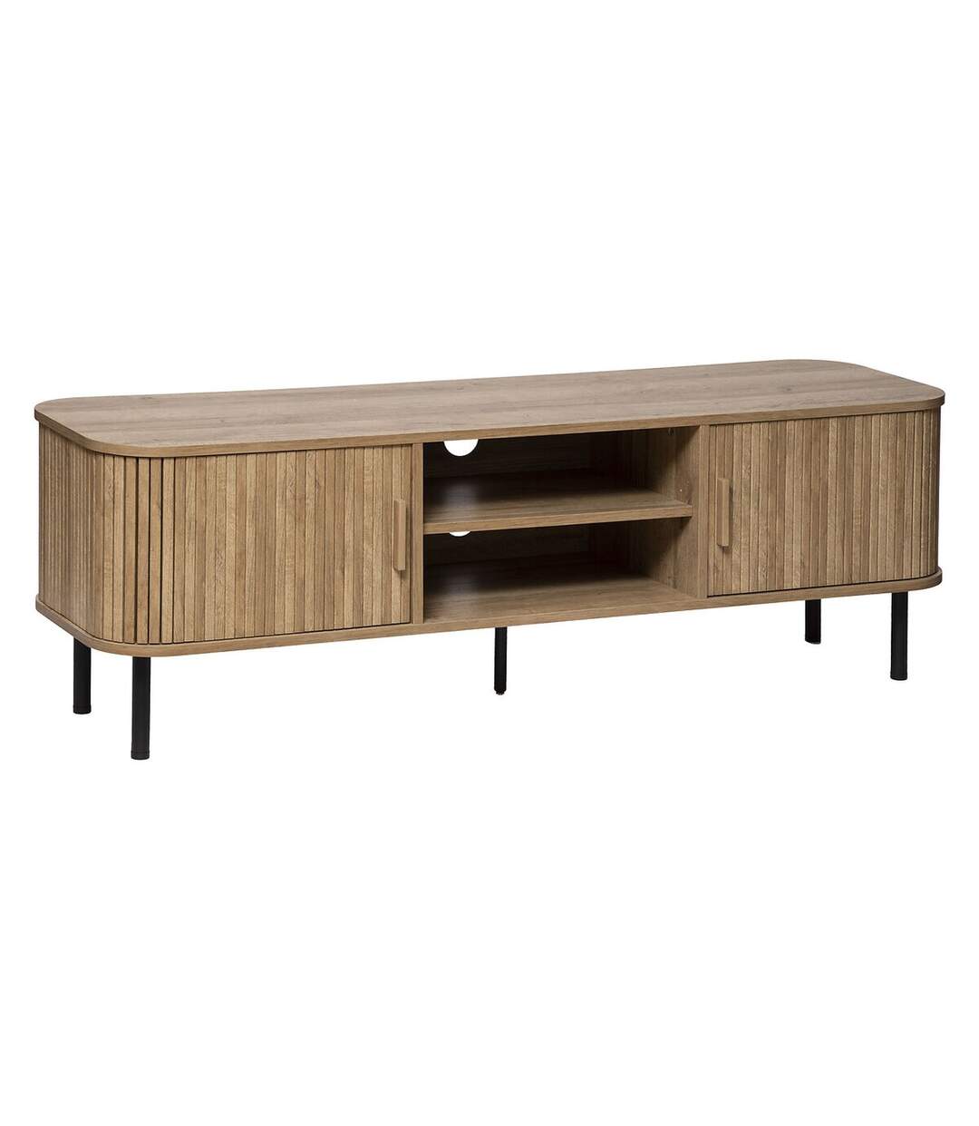 Meuble tv 2 portes coulissantes Colva - Marron et noir-1