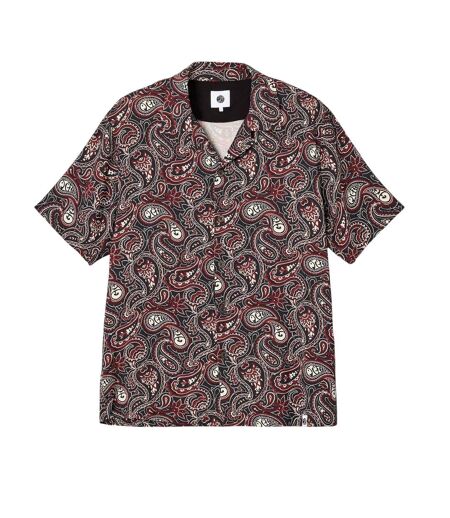 Mens Paisley Regular Short-sleeved Shirt Black Multicoloured Pretty Green