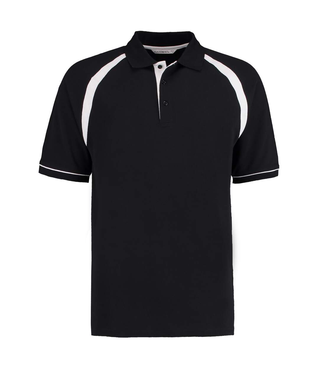 Oak hill polo à manches courtes homme noir/blanc Kustom Kit-1