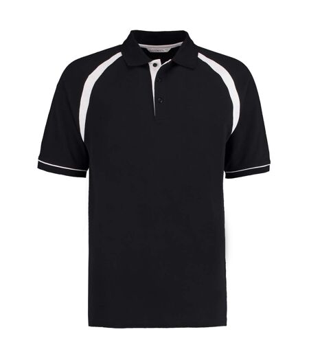 Oak hill polo à manches courtes homme noir/blanc Kustom Kit