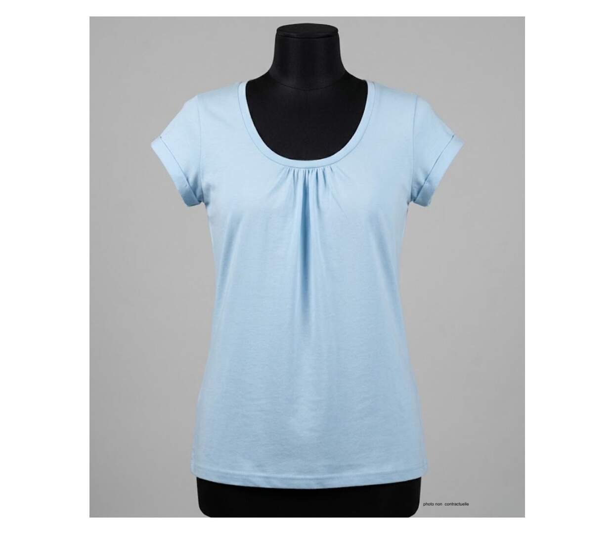 Tee-shirt Mayflower Djibouti3 en coton bio : la douceur du bleu clair et des fronces féminines-3