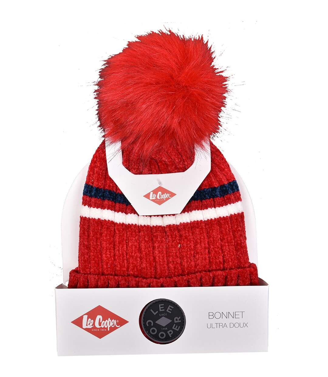 Bonnet Pompon LEE COOPER Ultra doux Doublure Polaire MAIWENN Rouge-2