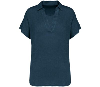 Polo en lin - Femme - PATS221 - bleu peacock