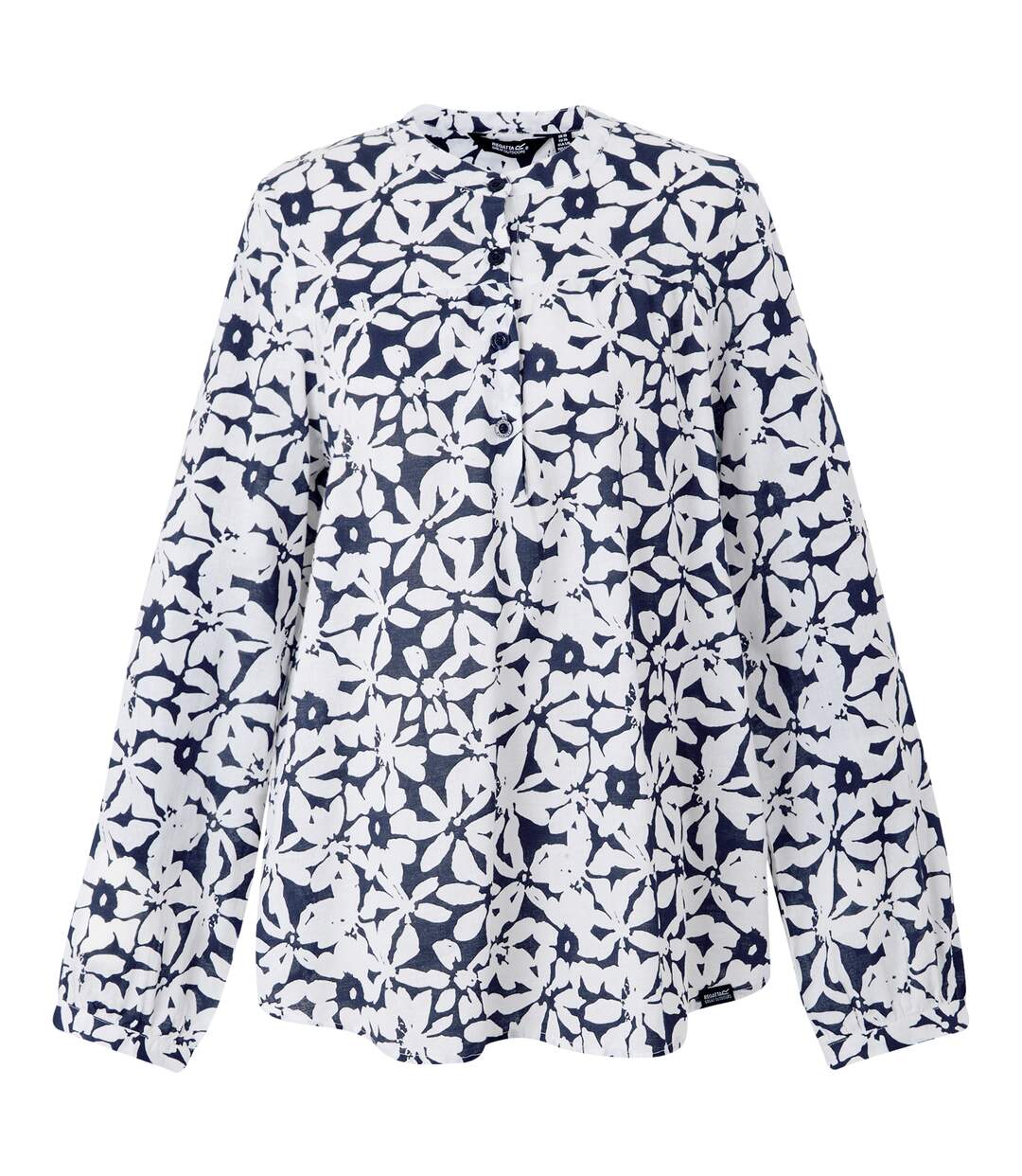 Womens/ladies Natine Large Floral Lightweight Shirt Navy White Regatta-2