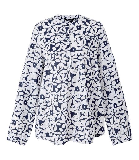 Womens/ladies Natine Large Floral Lightweight Shirt Navy White Regatta