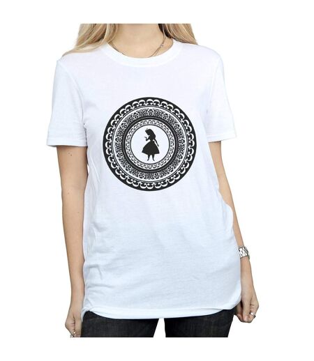 Disney Womens/Ladies Alice In Wonderland Circle Cotton Boyfriend T-Shirt (Blanc) - UTBI8543