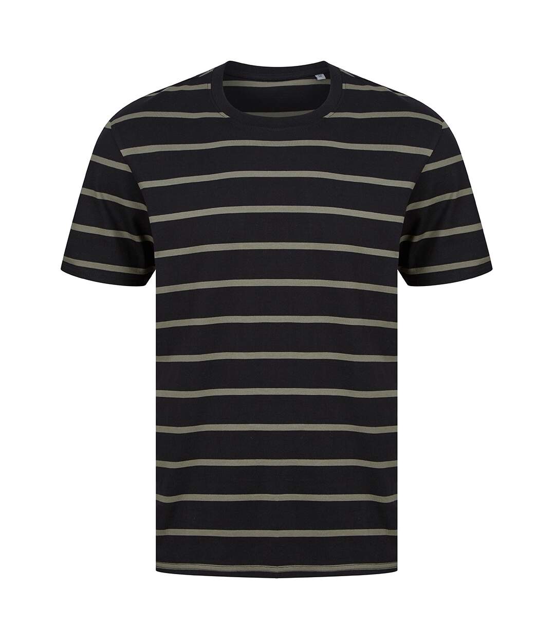 Front Row T-shirt unisexe rayé pour adultes (Noir/Khaki) - UTPC4776