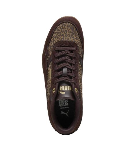 Womens/ladies Bella Donna Feline Recycled Leather Trainers Taupe Chocolate Puma