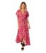 Robe longue SAKURA bohème imprimé fleuri rouge Coton Du Monde