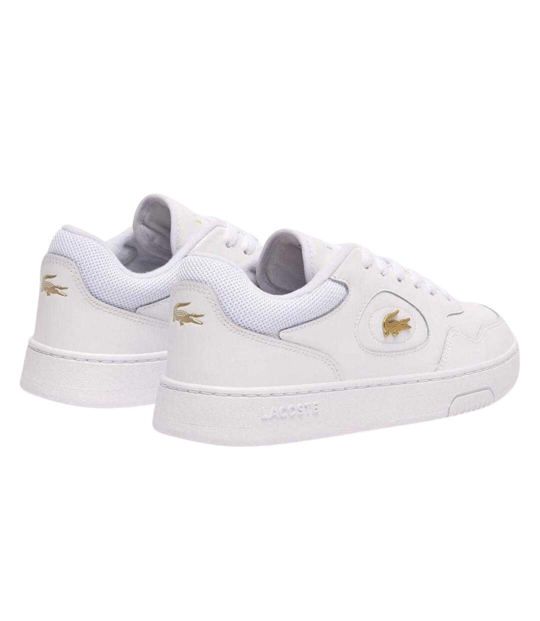 Womens/ladies Lineset Leather Flat Trainers White Gold Lacoste-2