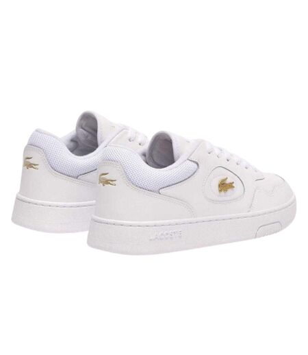 Womens/ladies Lineset Leather Flat Trainers White Gold Lacoste