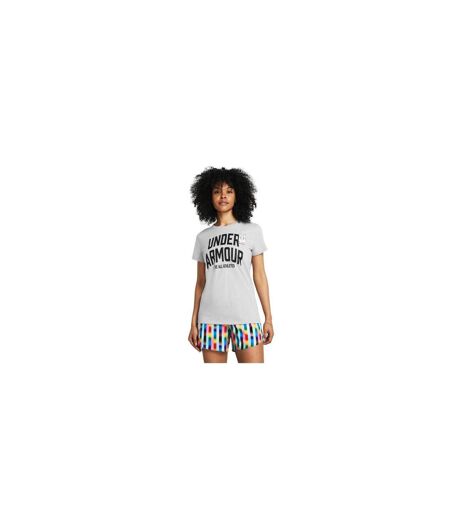 Womens/ladies Pride Embroidered Crew Neck T-shirt Grey Under Armour