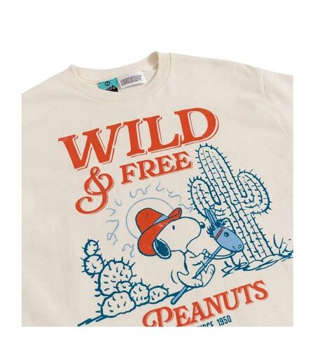 Unisex Adult Wild And Free Snoopy T-shirt White Off White Peanuts