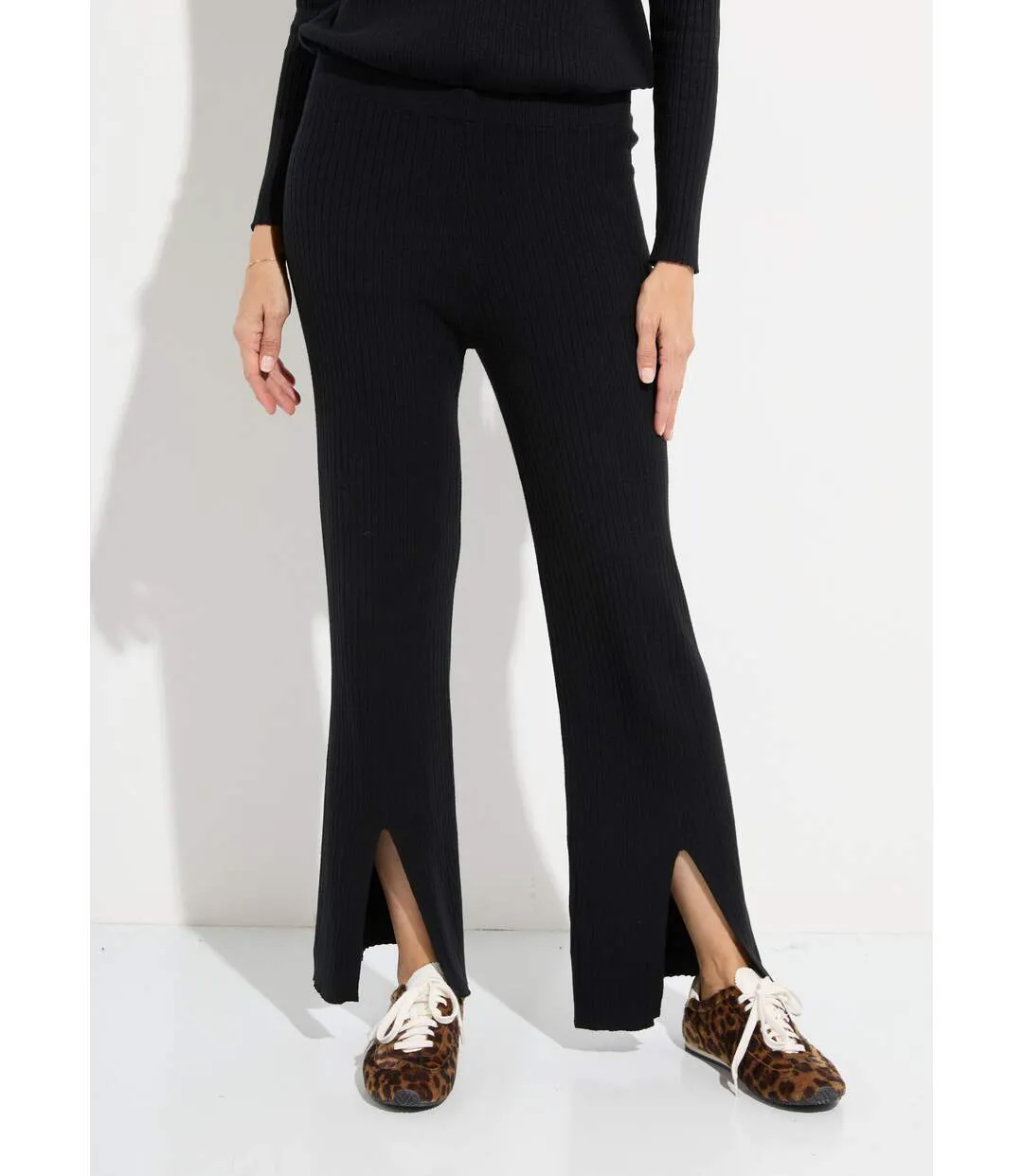 Pantalon détente en maille cotelée-1