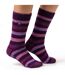 Ladies Striped Non Skid Thermal Slipper Socks with Grips-3