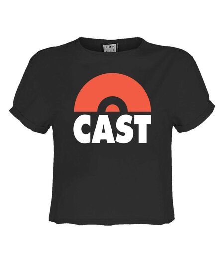 Womens/ladies Cast Logo Crop Top Charcoal Amplified