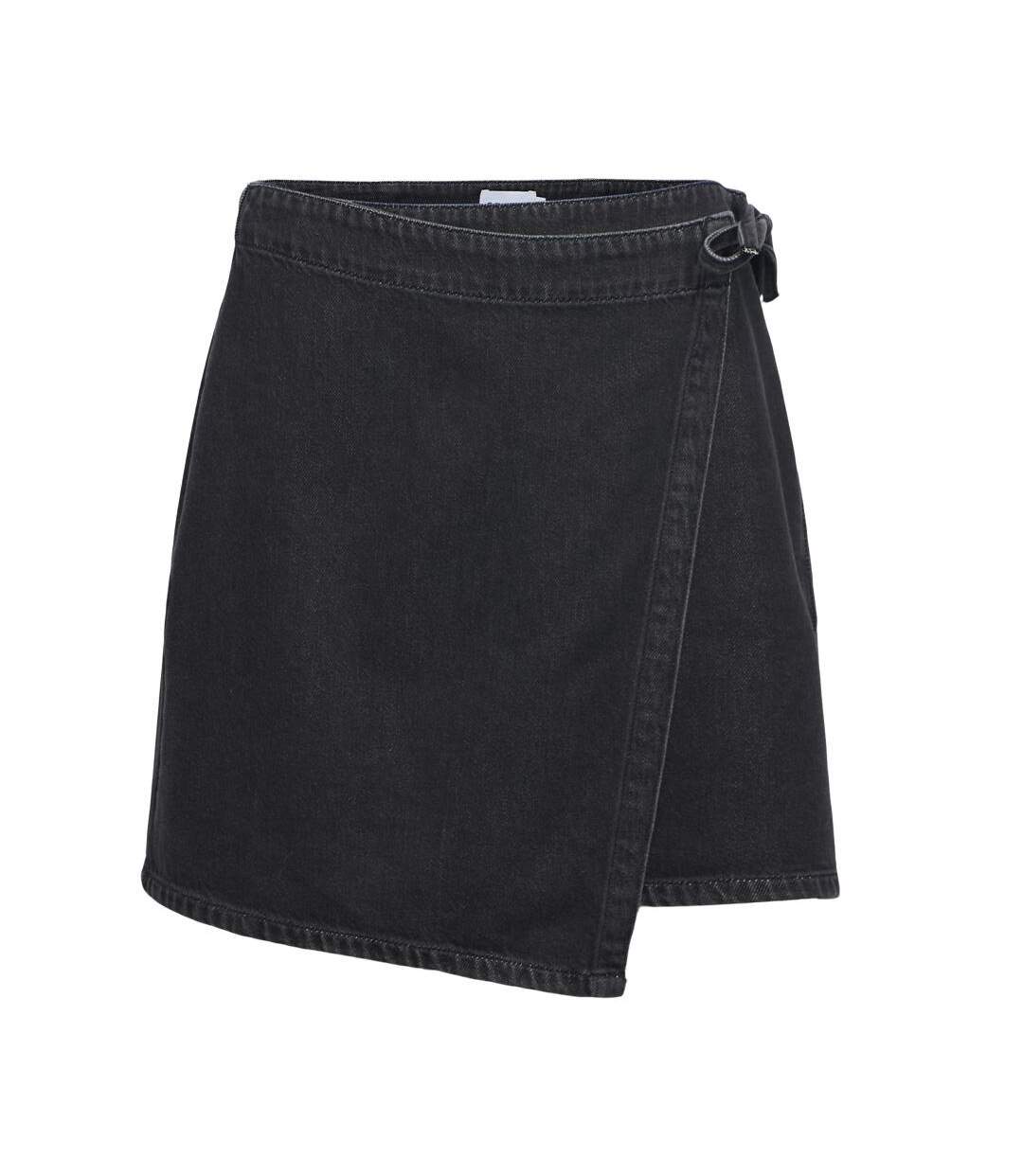 Jupe portefeuille denim noir femme vero moda rosie-2