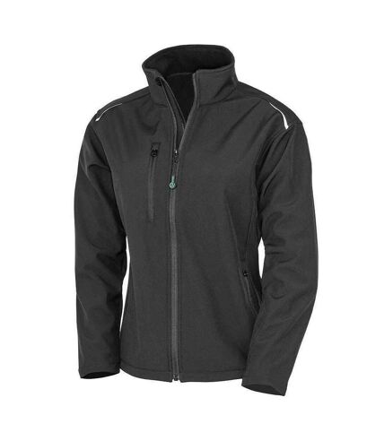Result Genuine Recycled Womens/Ladies Three Layer Soft Shell Jacket (Black)