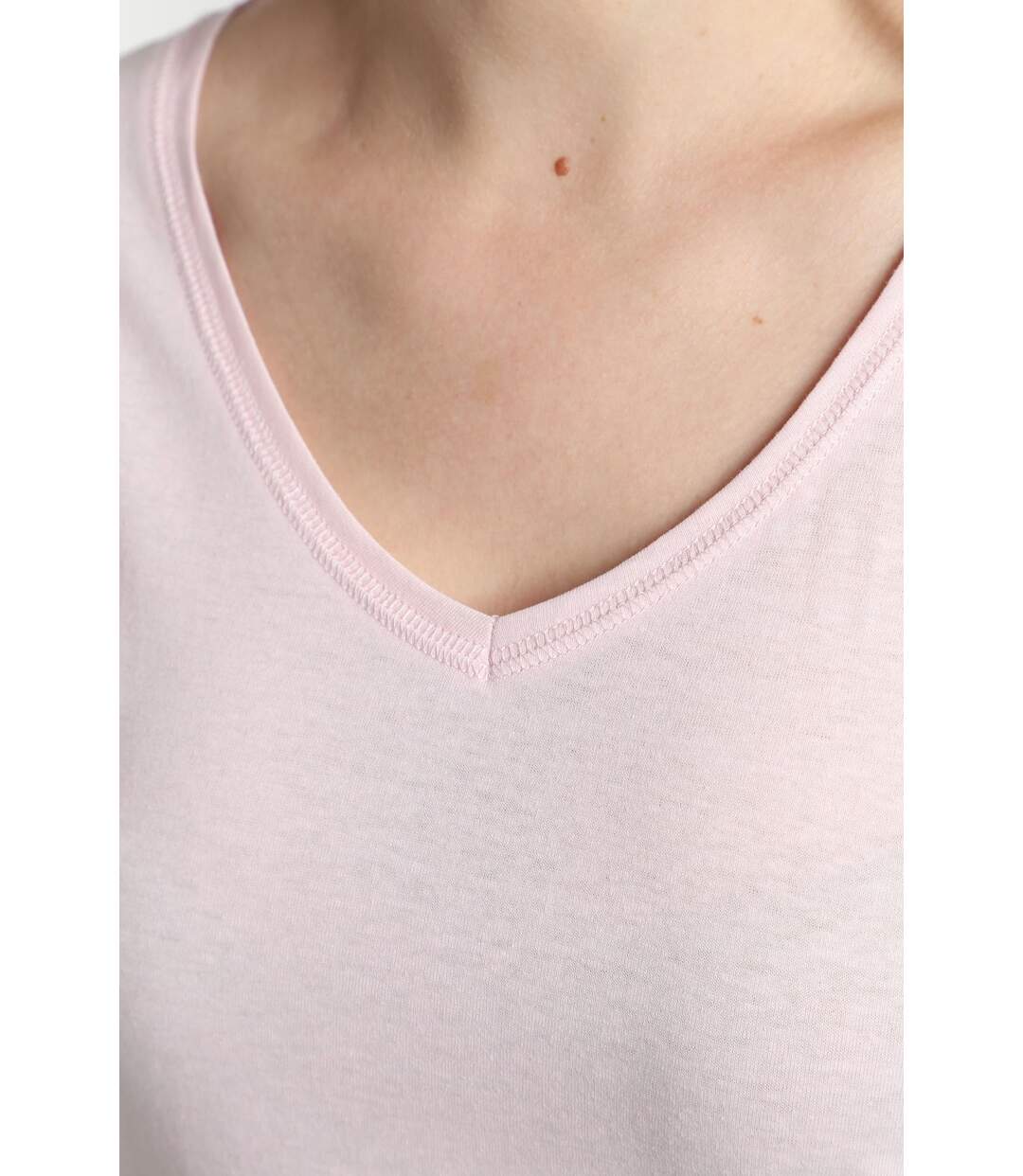 Tee shirt col v manches courtes femme Maddy Pot Pourri(Rose) | Gerard Pasquier-5