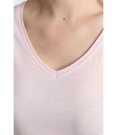 Tee shirt col v manches courtes femme Maddy Pot Pourri(Rose) | Gerard Pasquier