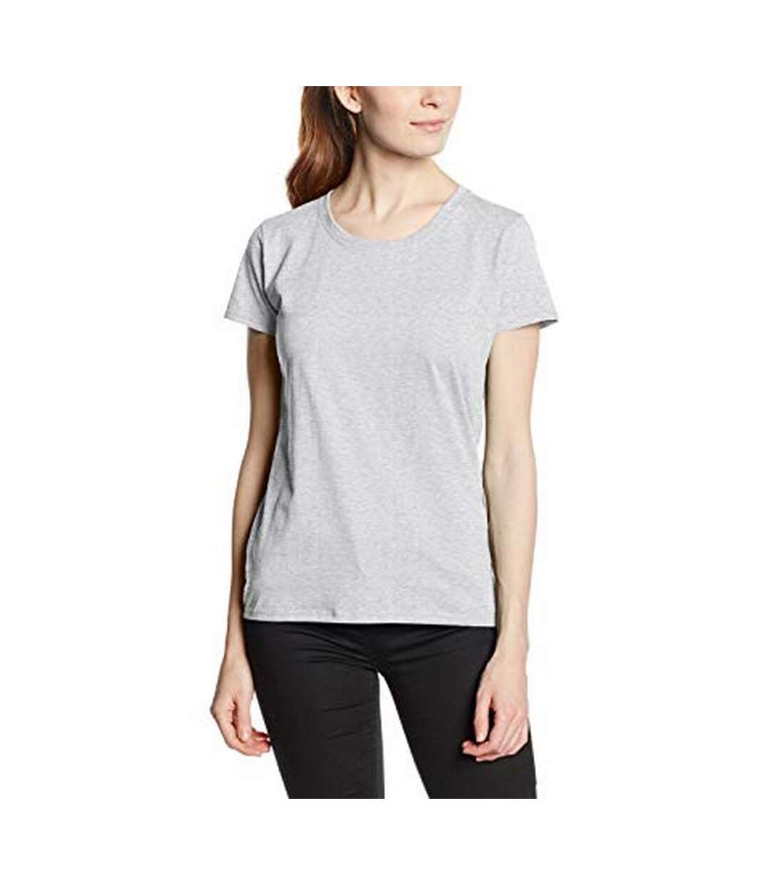 T-shirts Manches Courtes Femmes Gris Chiné Fruit Of The Loom-1