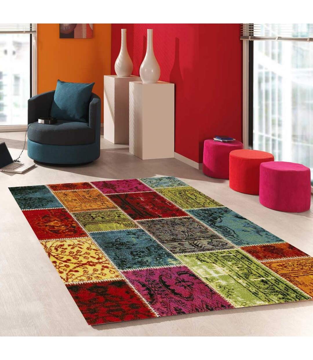 Tapis salon et chambre tissé motif géométrique PATORKA