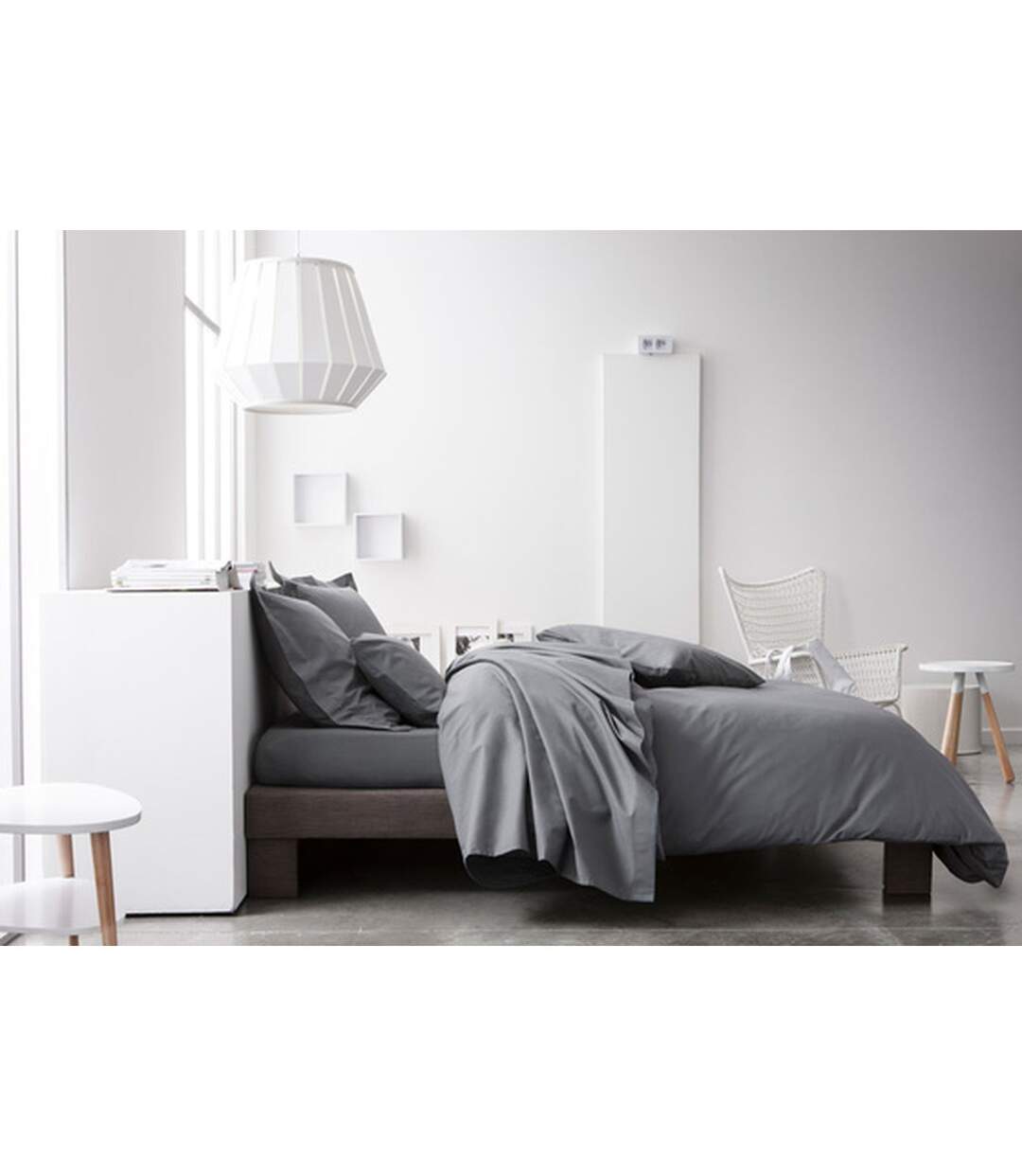 Housse de couette Canon de fusil - 100% coton 57 fils - 240 x 260 cm - Gris foncé-1