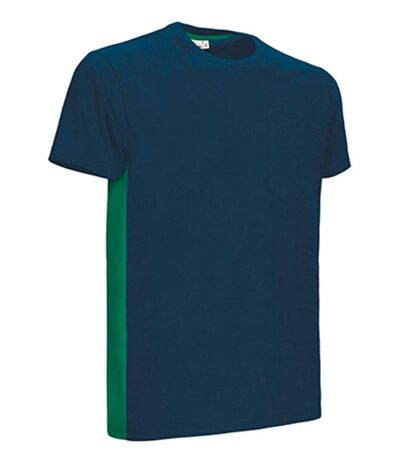 T-shirt bicolore - Unisexe - réf THUNDER - bleu marine et vert kelly