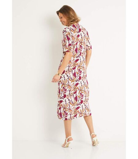Robe longue plissée imprimée col V