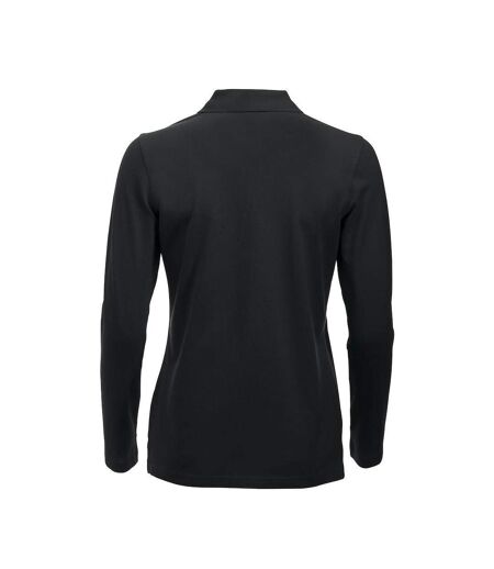 Womens/ladies Classic Marion Long-sleeved Polo Shirt Black Clique