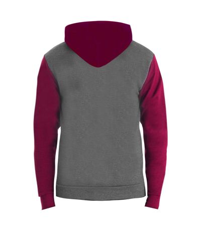 Awdis - Sweatshirt rétro à capuche et fermeture zippée - Homme (Gris foncé/Bleu marine) - UTRW185