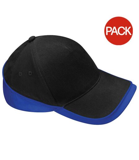 Beechfield Unisex Teamwear Competition Cap Baseball / Headwear (Pack of 2) (Black/Bright Royal) - UTRW6722