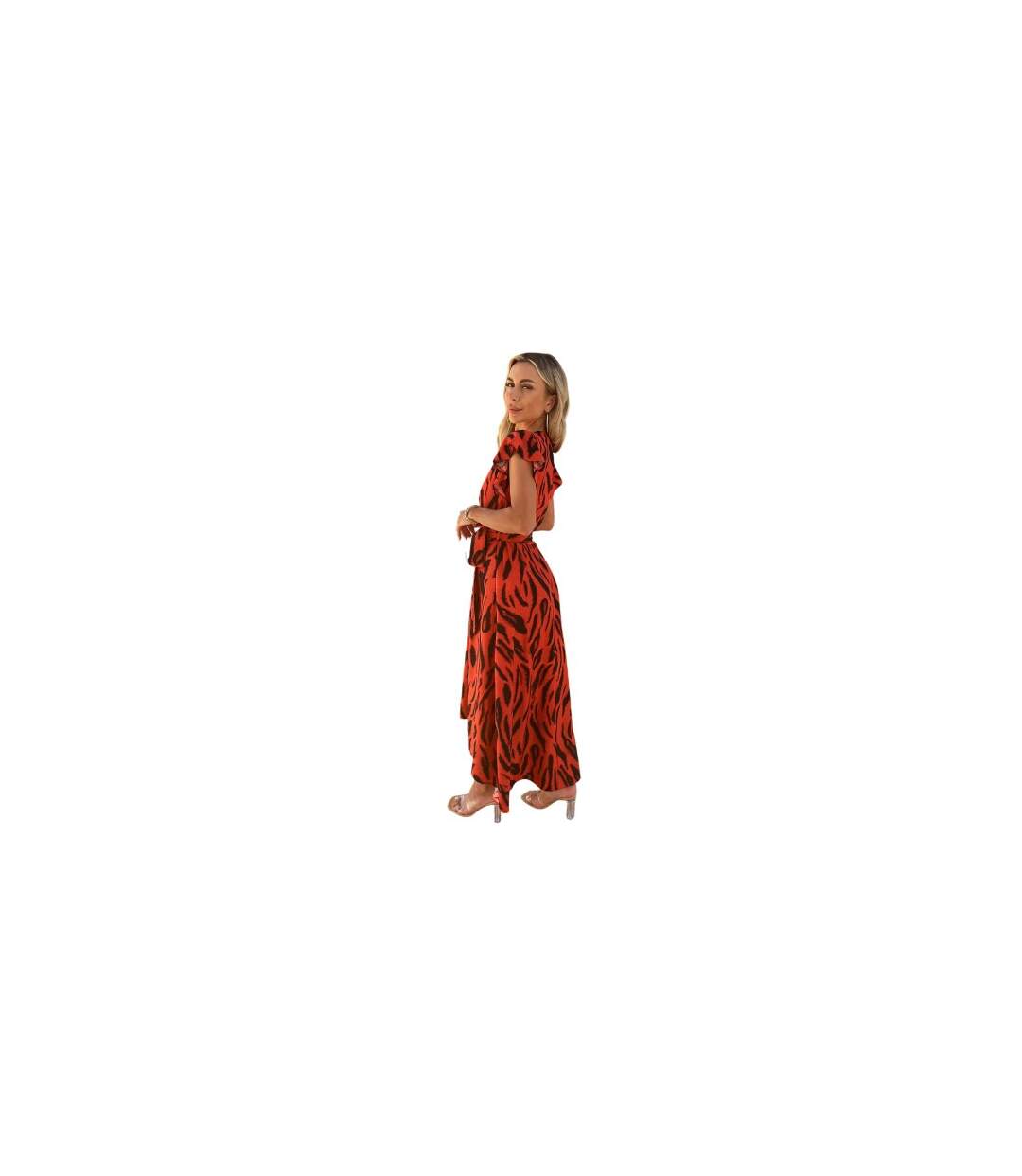 Robe Portefeuille Motif/style Imprimé Tigre Femme Orange AX Paris-1