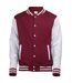 Unisex adult varsity jacket burgundy/heather grey Awdis